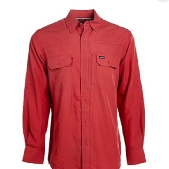 Men's Wrangler Performance X-Large Button Western Long Sleeve Shirt In Salmon - Picture 1 of 16